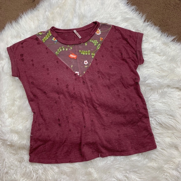 My Story Wine Burgundy Boho Sheer Soft Top Large - Picture 6 of 6